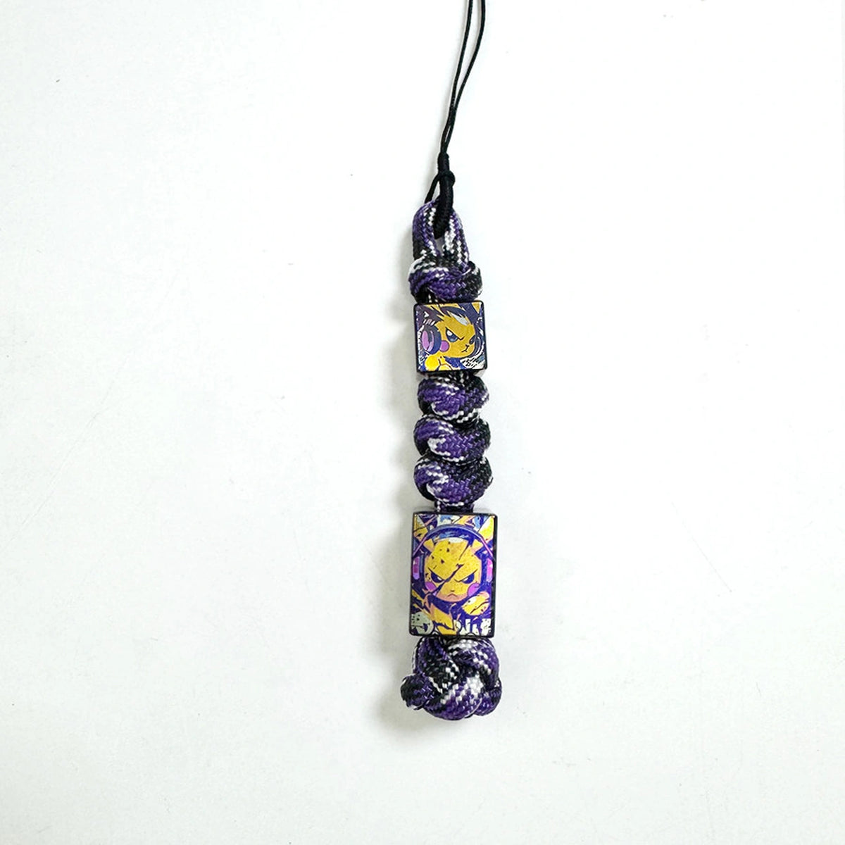 Lightning Pikachu Titanium Lanyard Beads: large and small character beads on purple cord (gallery view 10).