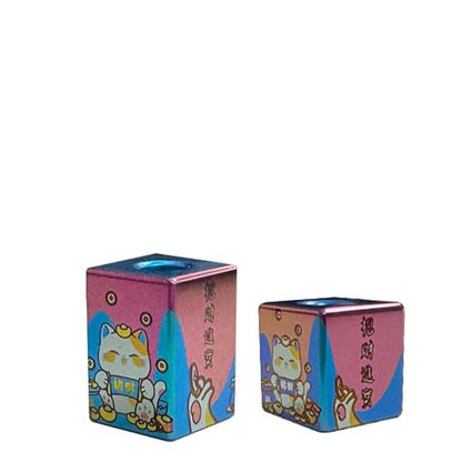 Lucky Cat Titanium Lanyard Beads: large and small lucky cat beads on white (gallery view 05).