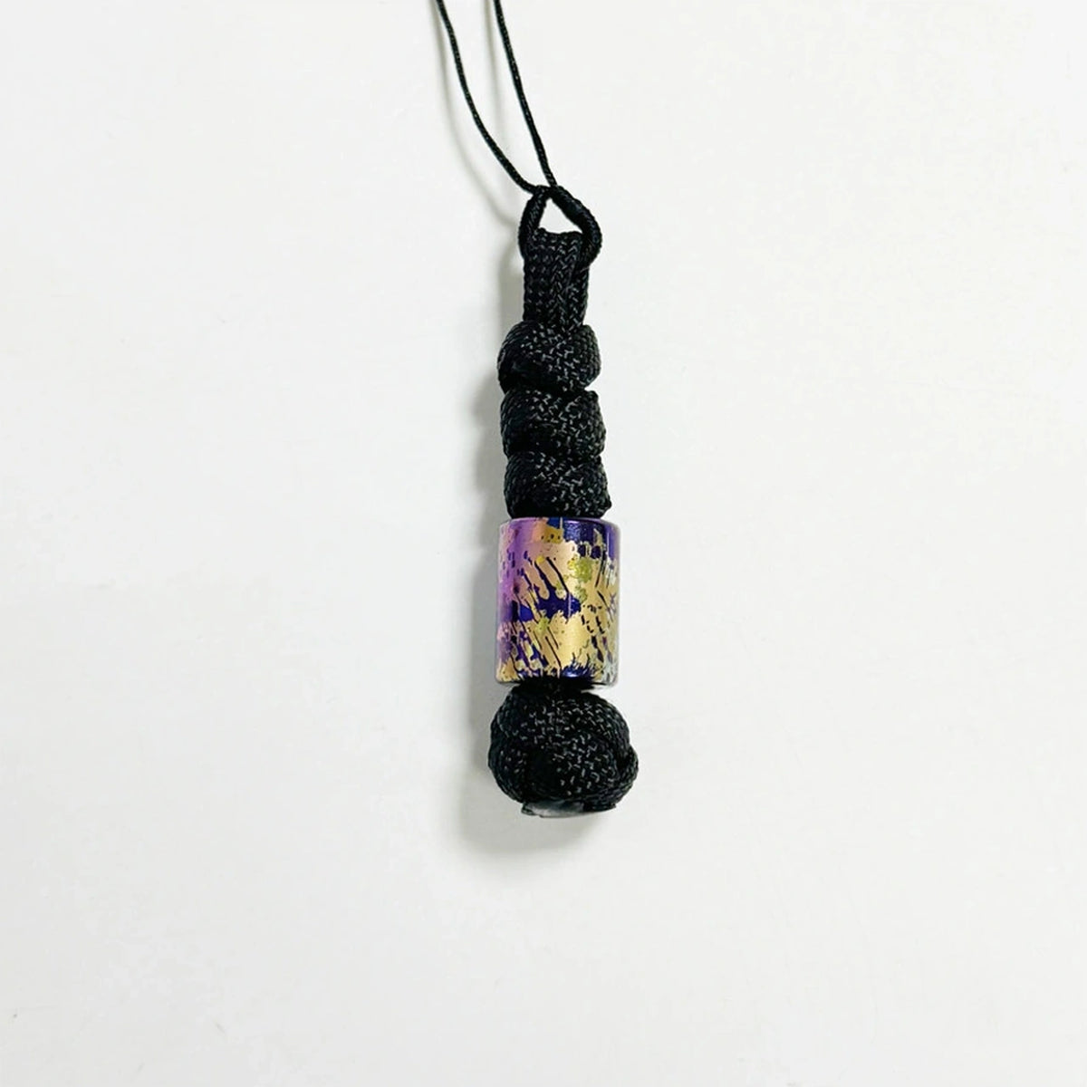 Classic Splatter Titanium Lanyard Beads: large round bead on black cord (gallery view 12).