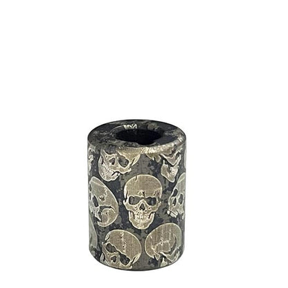 Dark Skull Titanium Lanyard Beads: large round dark skull bead on white (gallery view 07).