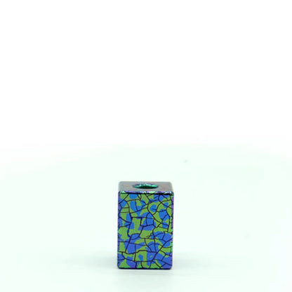 Camouflage Titanium Lanyard Beads: large square camouflage bead on white (gallery view 09).
