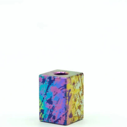 Classic Splatter Titanium Lanyard Beads: large square splatter bead on white (gallery view 09).