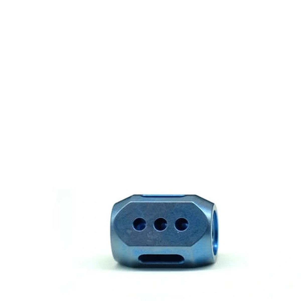 Nine-Star TC4 Titanium Lanyard Bead: ocean blue faceted bead on white (gallery view 09).