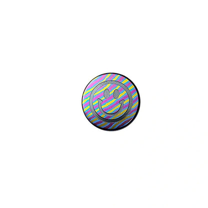 Smiley Face Titanium Lanyard Bead: single striped smiley face on white (gallery view 05).