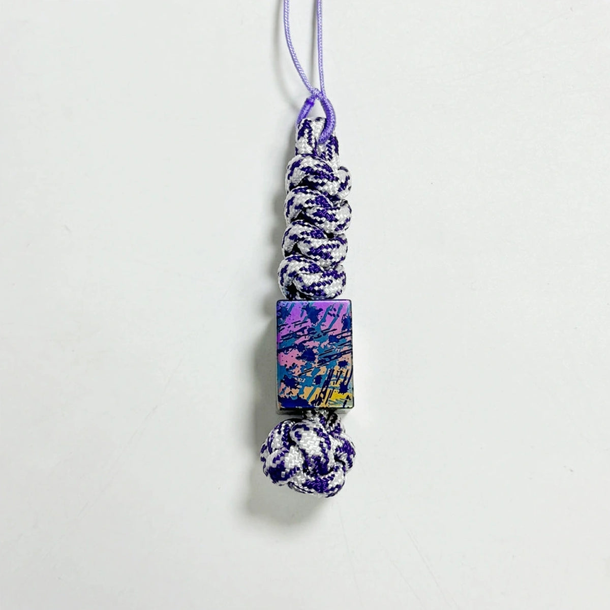 Classic Splatter Titanium Lanyard Beads: small and large square beads on purple cord (gallery view 17).