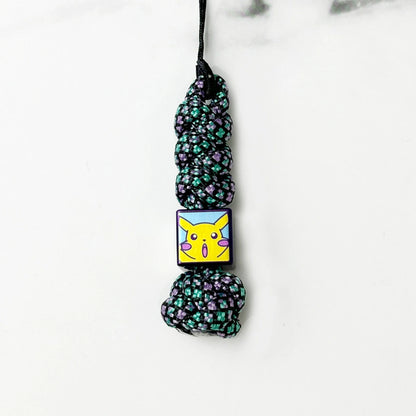 Pikachu Artwork Titanium Lanyard Beads: small character bead on dark patterned cord (gallery view 07).