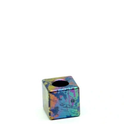 Classic Splatter Titanium Lanyard Beads: small square splatter bead on white (gallery view 07).
