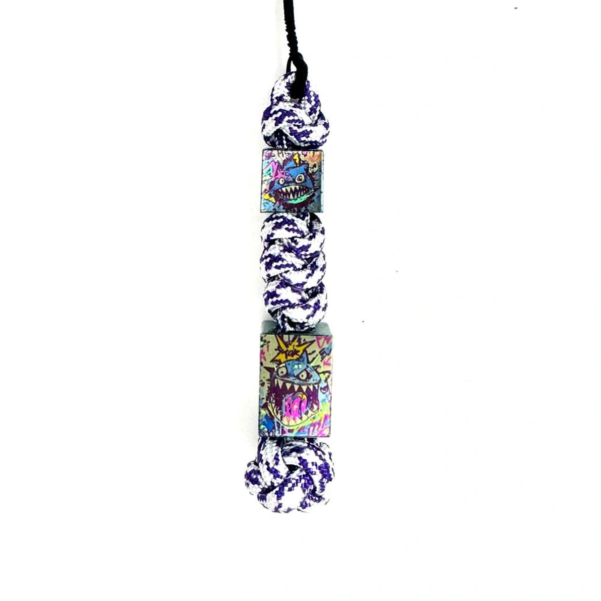 Crazy Shark Titanium Lanyard Beads: two-bead purple braided lanyard on white (gallery view 02).