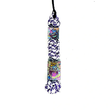 Crazy Shark Titanium Lanyard Beads: two-bead purple braided lanyard on white (gallery view 02).