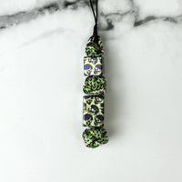 Green Skull Small Square Bead + Large Square Bead + Woven Cord