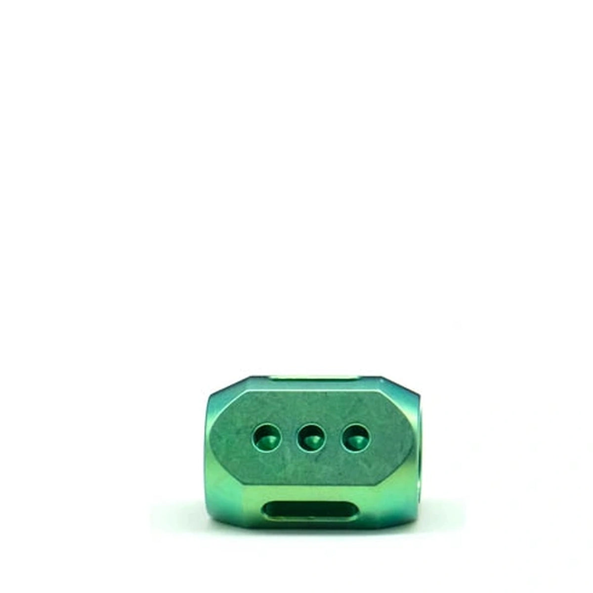 Nine-Star TC4 Titanium Lanyard Bead: willow green faceted bead on white (gallery view 07).