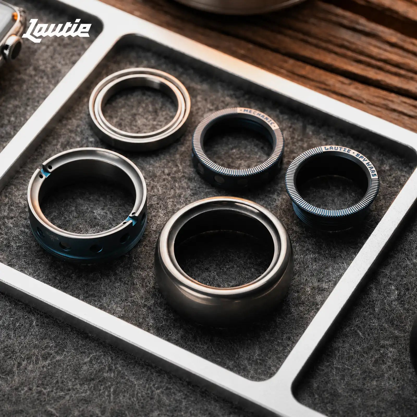 Compact titanium fidget ring for wearable EDC play