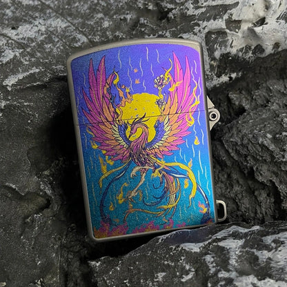 Titanium Wick Lighter: bird artwork face resting on stone (gallery view 03).