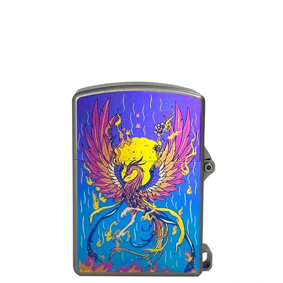 Titanium Wick Lighter: bird artwork on a blue purple background face (gallery view 08).