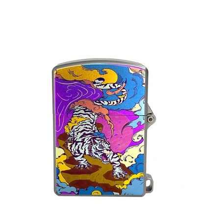 Titanium Wick Lighter: tiger artwork shown at a different angle (gallery view 06).