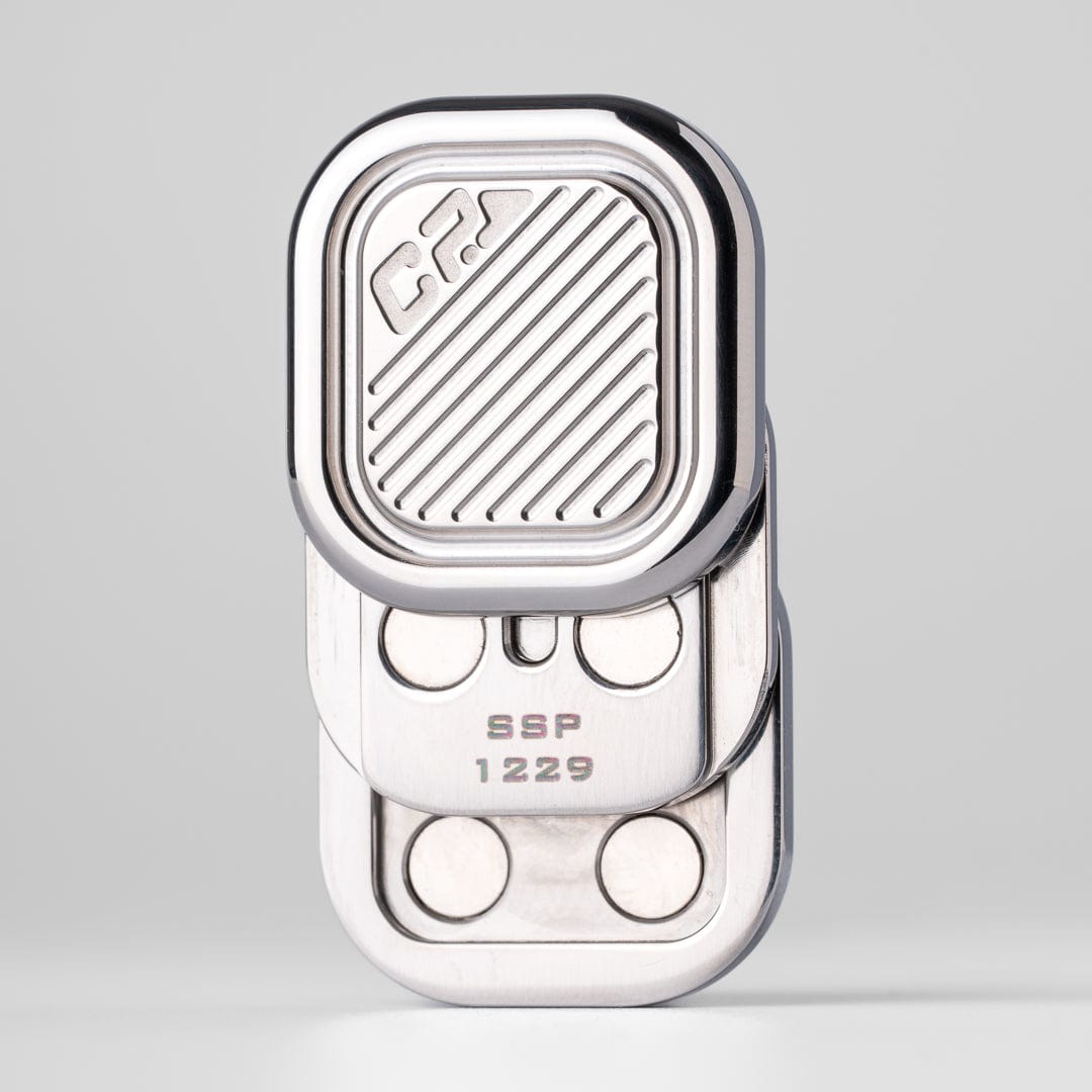 Clicker Slider – MACKIE CP3 Nano | Stainless Steel Damascus Damasteel EDC Push Slider