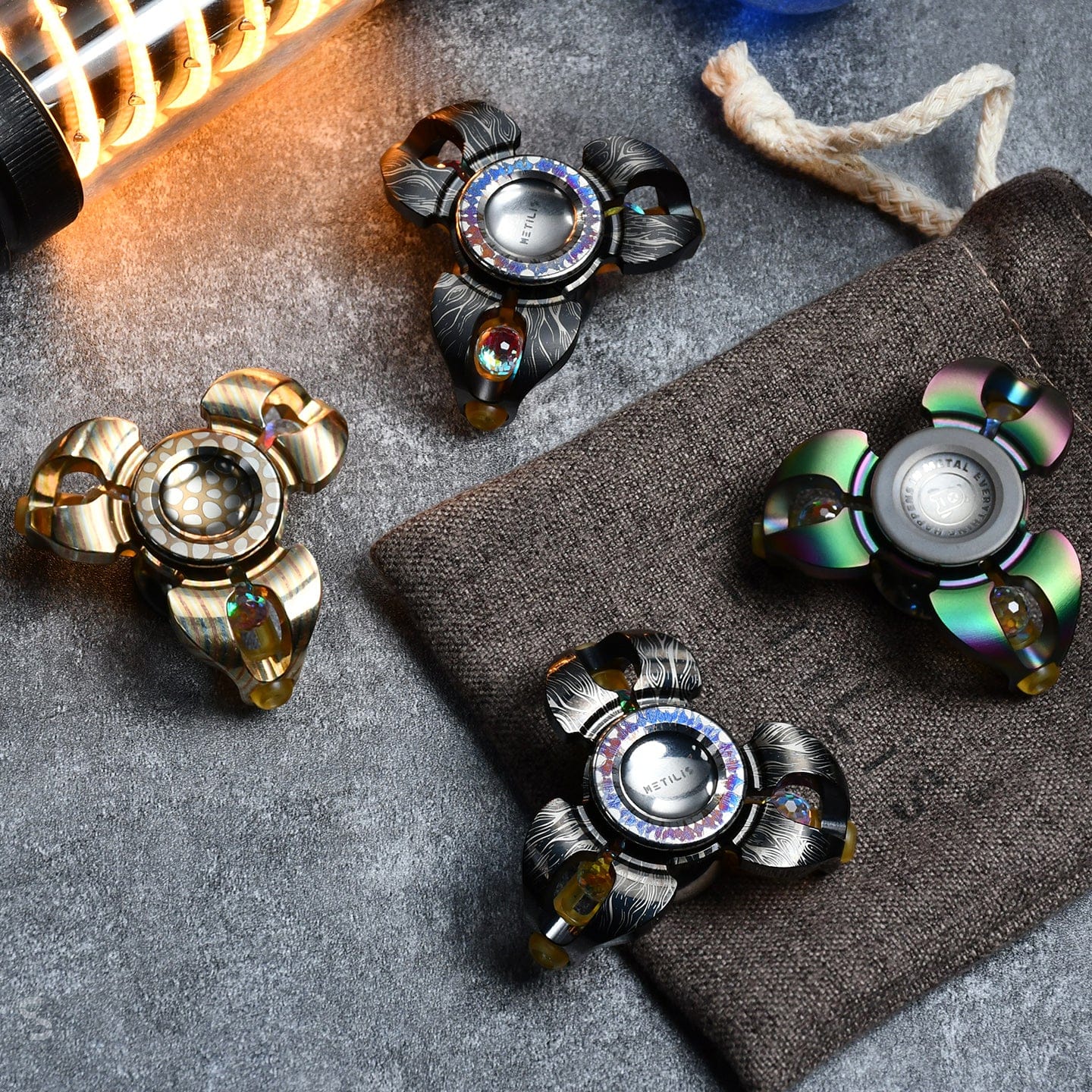 Fidget Spinner – Metilis Star Fall | Stainless Steel Titanium Mokume EDC Spinner