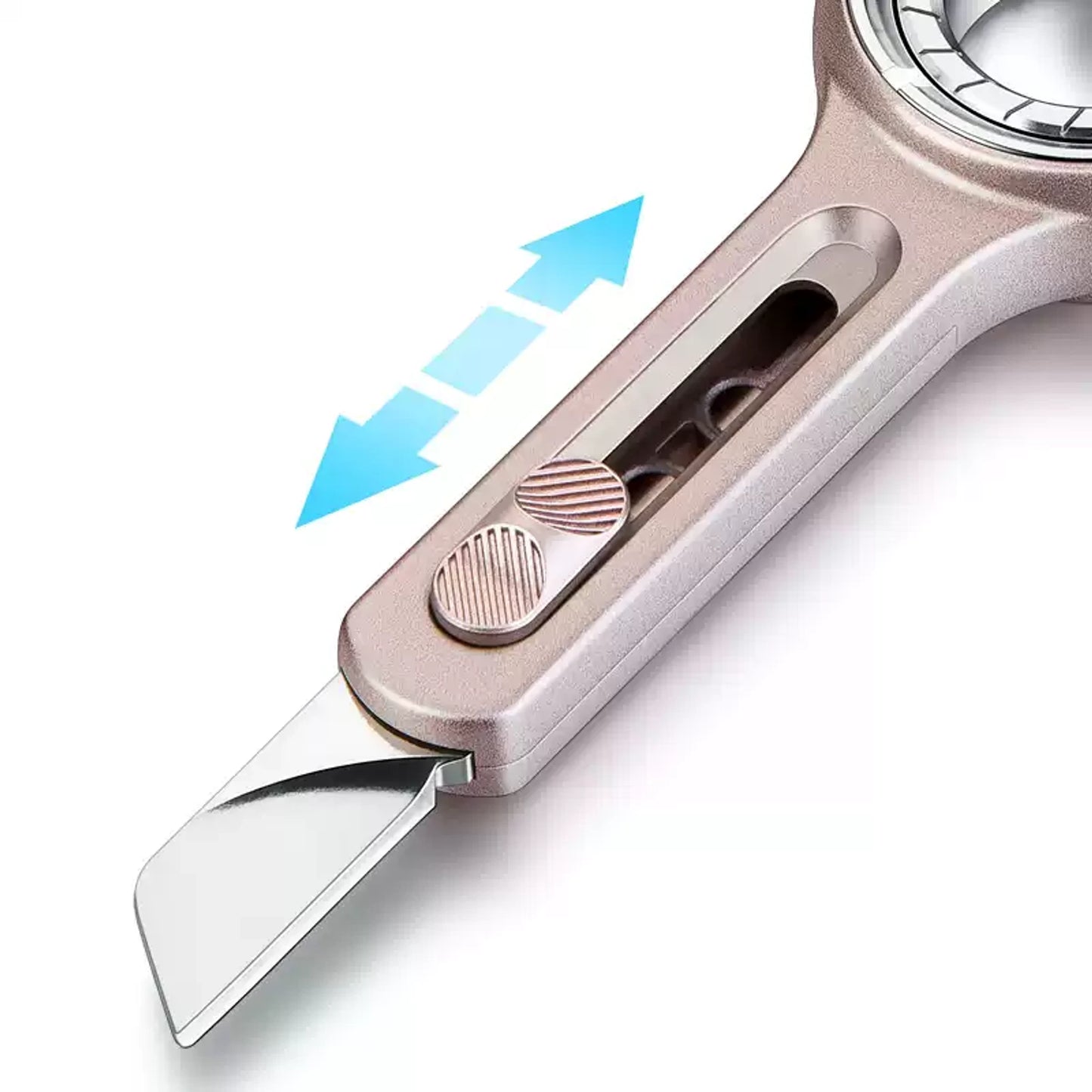 MODERN utility knife textured slide control and blade channel detail