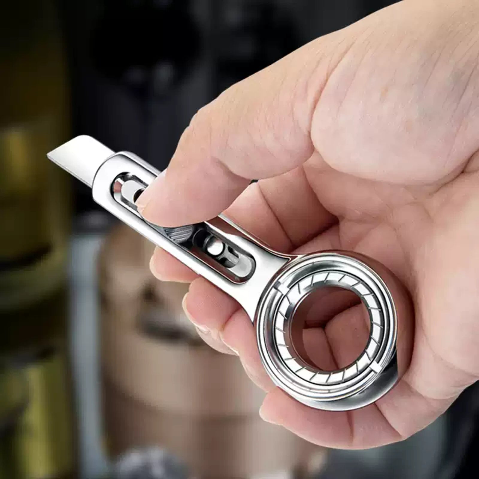 MODERN EDC utility knife and ring spinner handheld view