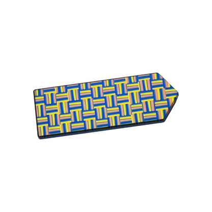Patterned Titanium Morale Patch: blue gold woven-look pattern patch (gallery view 04).