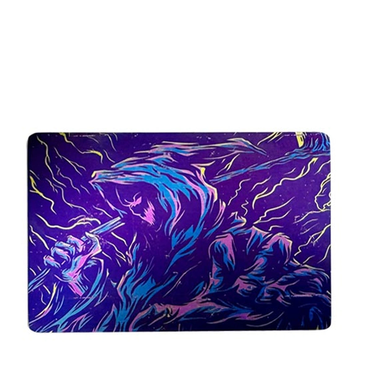 Illustrated Titanium Morale Patch: purple lightning creature artwork face (gallery view 05).
