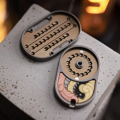 Mechanical Slider – MOT Groove | Titanium Zirconium Dragon EDC Push Slider
