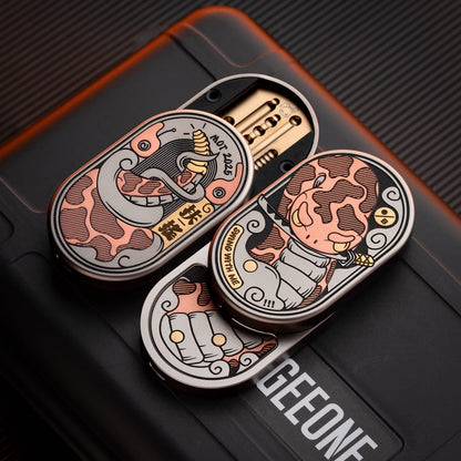 Mechanical Slider – MOT Groove | Titanium Zirconium Dragon EDC Push Slider