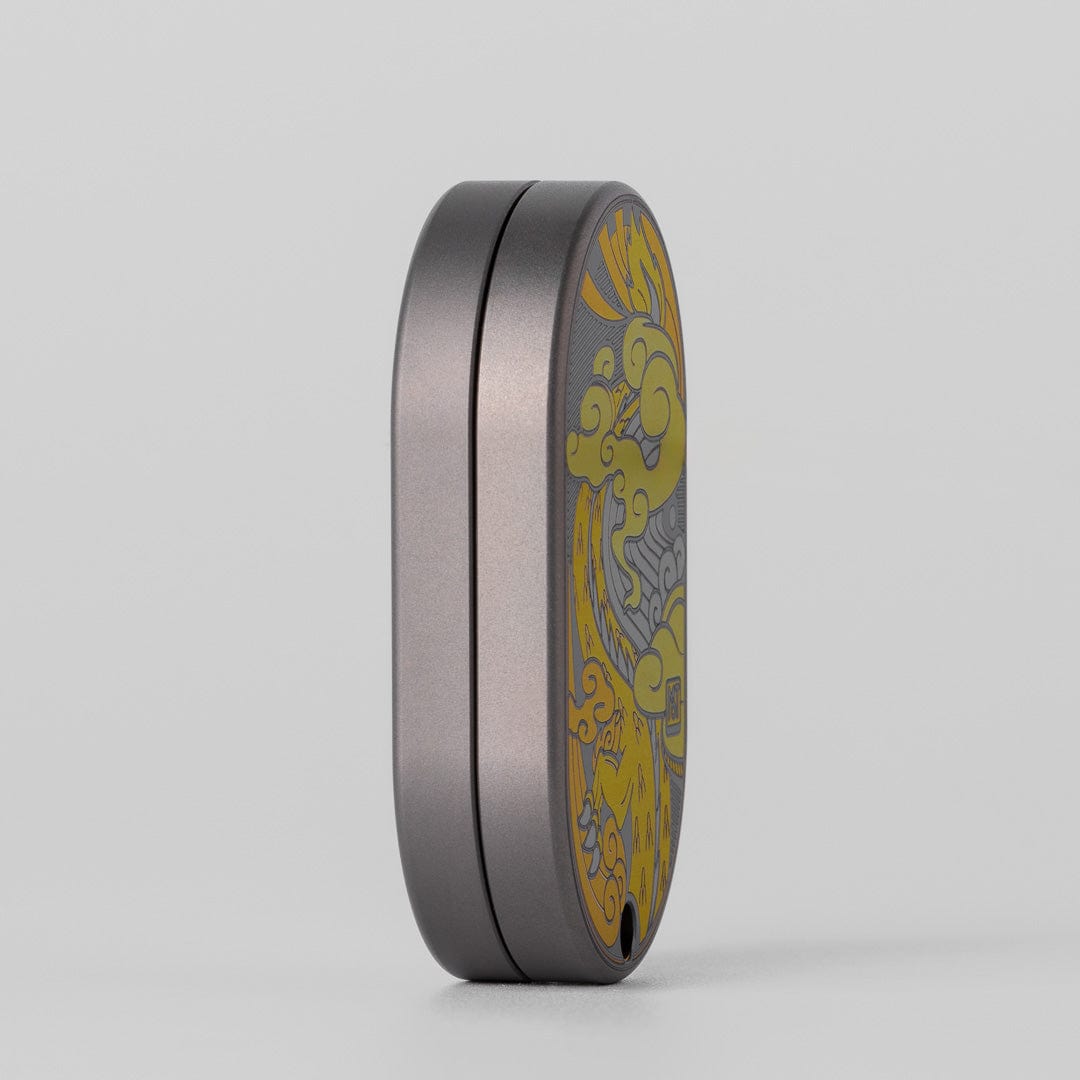 Mechanical Slider – MOT Groove | Titanium Zirconium Dragon EDC Push Slider