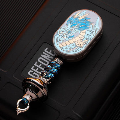 Mechanical Slider – MOT Groove | Titanium Zirconium Dragon EDC Push Slider