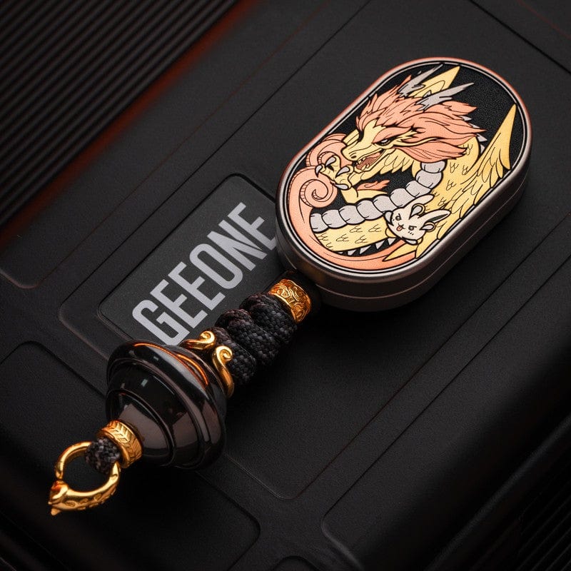 Mechanical Slider – MOT Groove | Titanium Zirconium Dragon EDC Push Slider