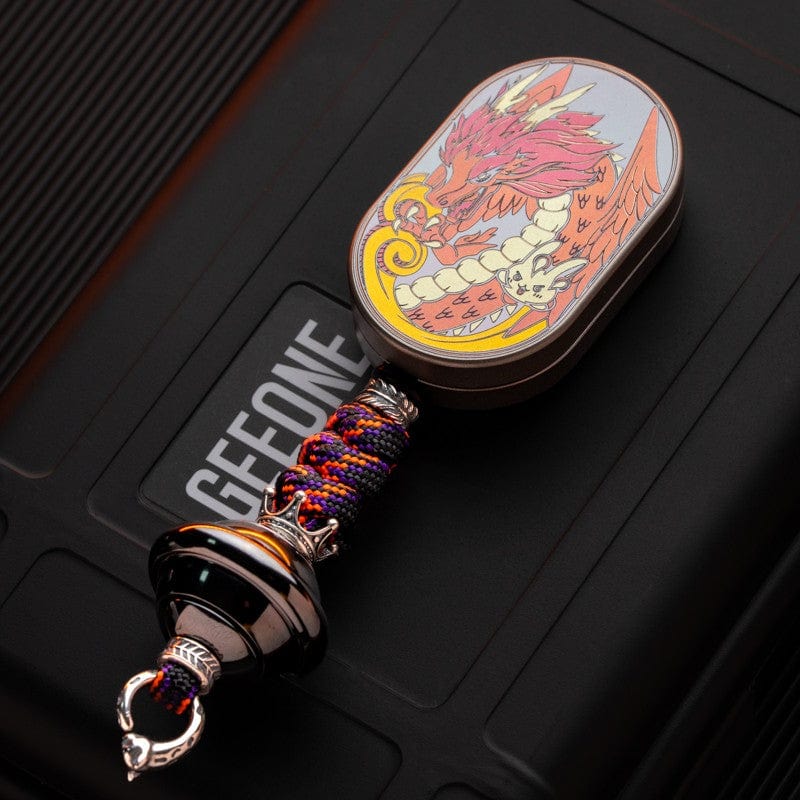 Mechanical Slider – MOT Groove | Titanium Zirconium Dragon EDC Push Slider