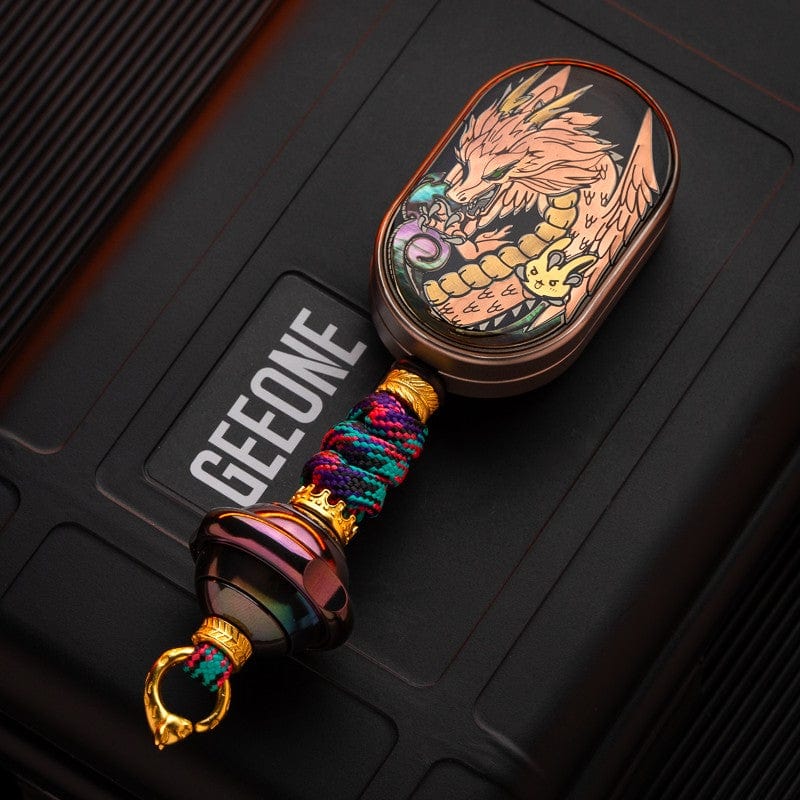 Mechanical Slider – MOT Groove | Titanium Zirconium Dragon EDC Push Slider