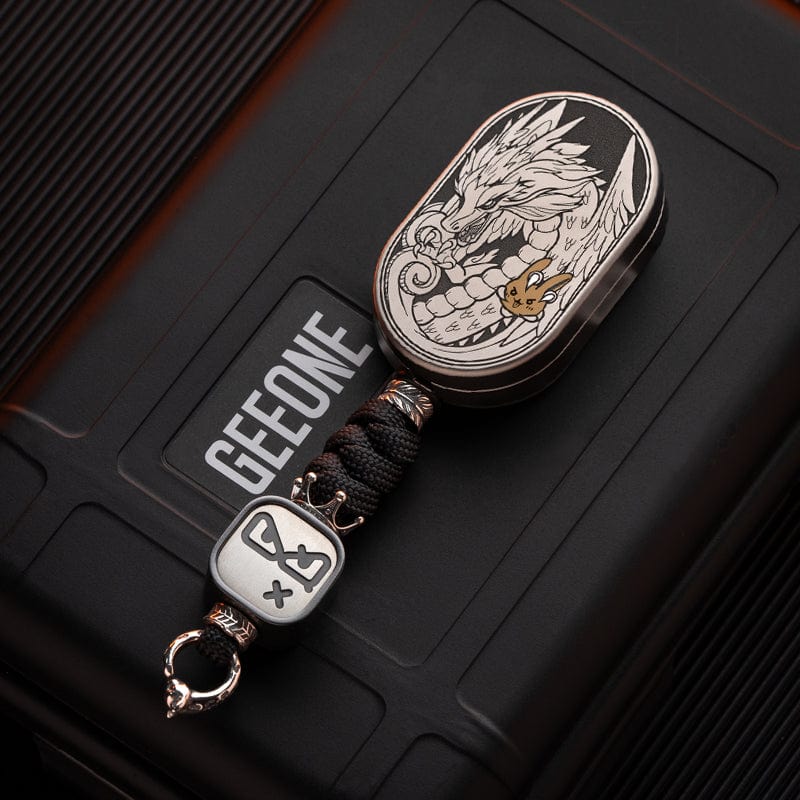 Mechanical Slider – MOT Groove | Titanium Zirconium Dragon EDC Push Slider