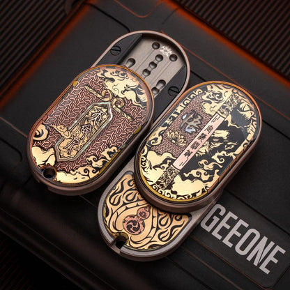 Mechanical Slider – MOT Groove | Titanium Zirconium Dragon EDC Push Slider