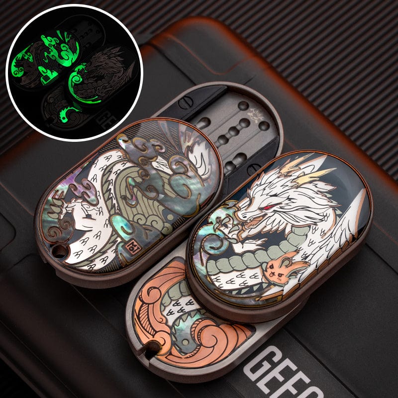 Mechanical Slider – MOT Groove | Titanium Zirconium Dragon EDC Push Slider