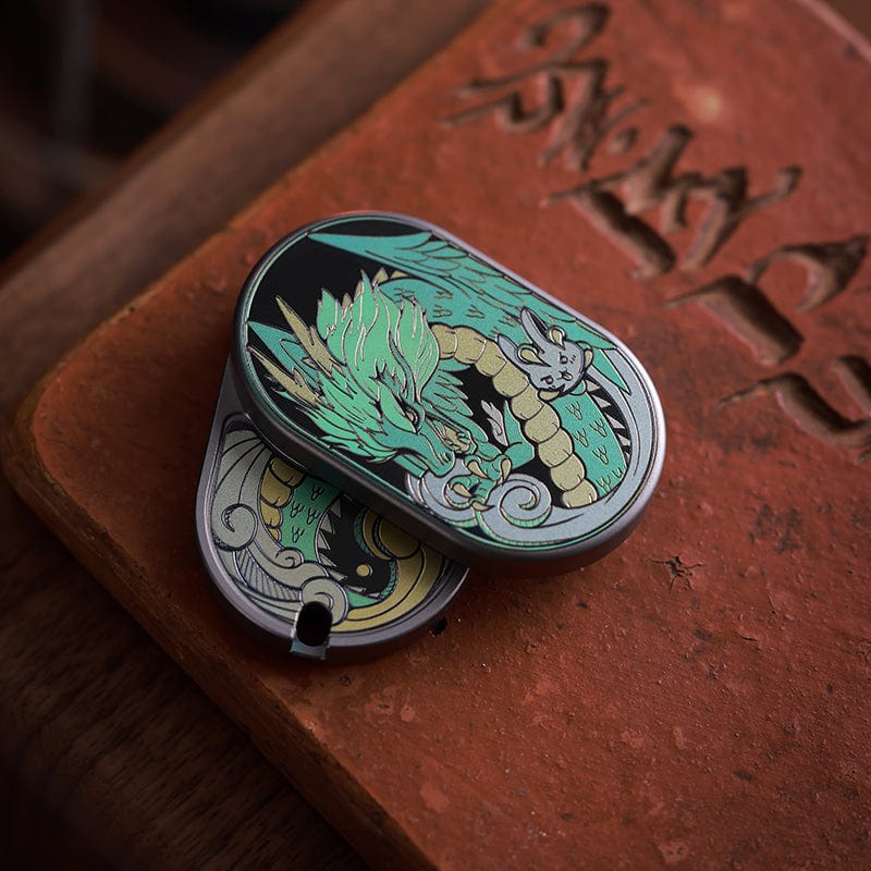 Mechanical Slider – MOT Groove | Titanium Zirconium Dragon EDC Push Slider