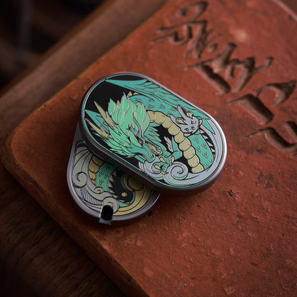 Mechanical Slider – MOT Groove | Titanium Zirconium Dragon EDC Push Slider