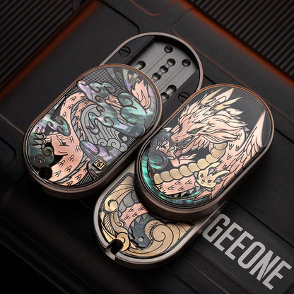 Mechanical Slider – MOT Groove | Titanium Zirconium Dragon EDC Push Slider