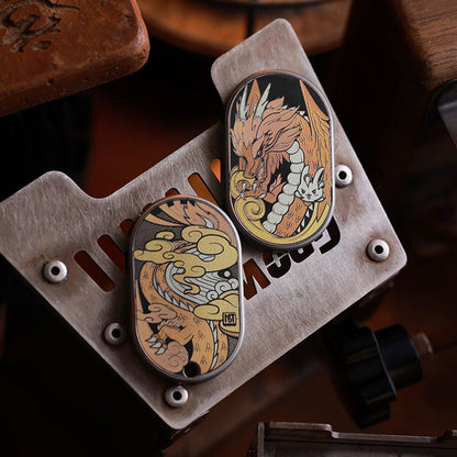 Mechanical Slider – MOT Groove | Titanium Zirconium Dragon EDC Push Slider