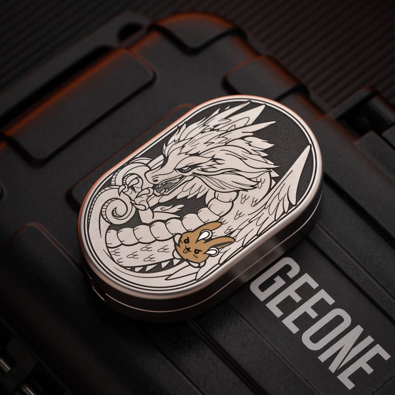 Mechanical Slider – MOT Groove | Titanium Zirconium Dragon EDC Push Slider