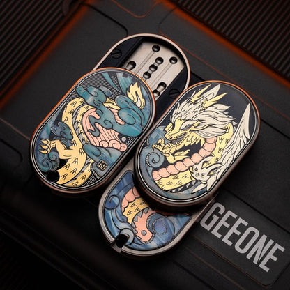 Mechanical Slider – MOT Groove | Titanium Zirconium Dragon EDC Push Slider