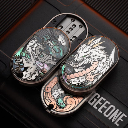 Mechanical Slider – MOT Groove | Titanium Zirconium Dragon EDC Push Slider