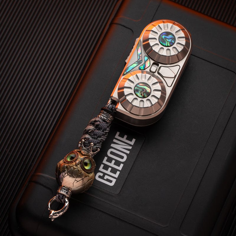 Zipper Pull – MOT OWL Lanyard Bead | Stainless Steel Blackened Crystal Shell EDC Pendant