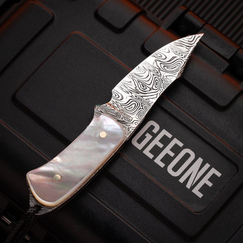 Multi Tool – New Play Liu Guang | BlueTongue Damascus Mother of Pearl EDC Knife