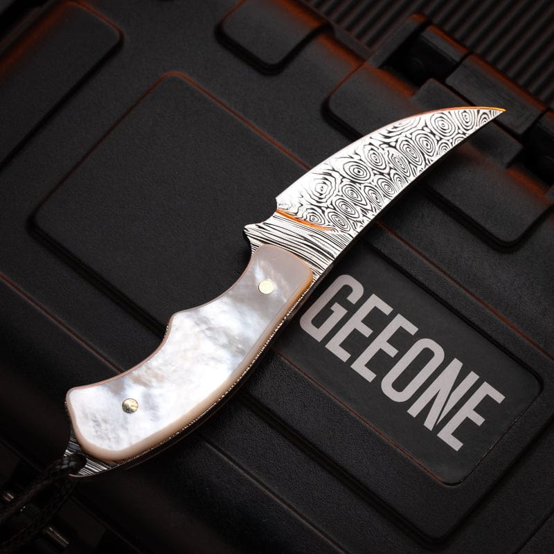 Multi Tool – New Play Liu Guang | BlueTongue Damascus Mother of Pearl EDC Knife