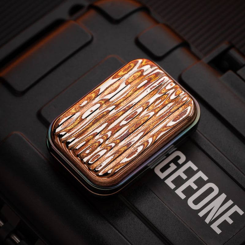 Fidget Slider EDC – Osseous Point Studio Travel | Titanium PEEK Zirconium Mokuti Damascus Push Slider