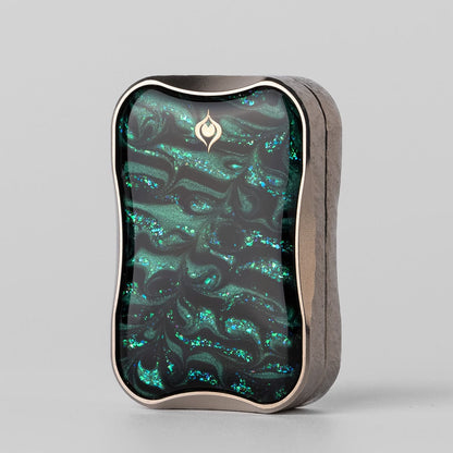 EDC Slider – Peacock Aura Sand | Stainless Steel Titanium Zirconium Sand Push Slider