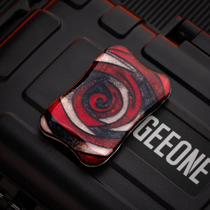 EDC Slider – Peacock Aura Sand | Stainless Steel Titanium Zirconium Sand Push Slider