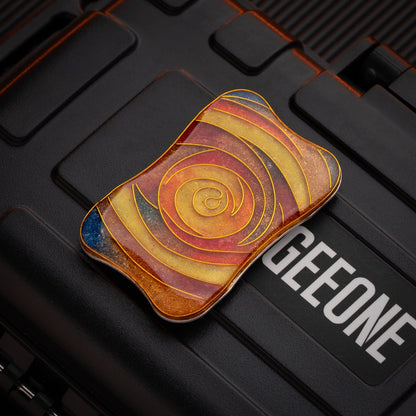 EDC Slider – Peacock Aura Sand | Stainless Steel Titanium Zirconium Sand Push Slider