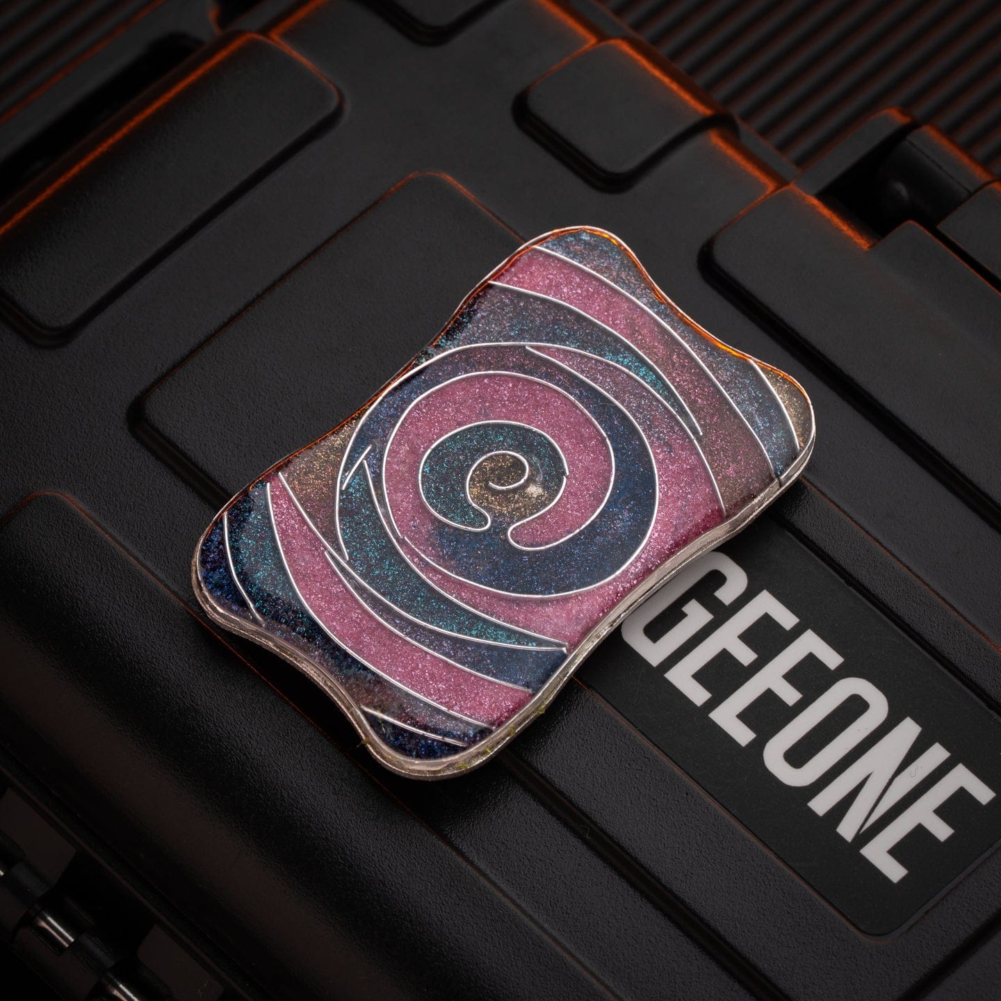 EDC Slider – Peacock Aura Sand | Stainless Steel Titanium Zirconium Sand Push Slider